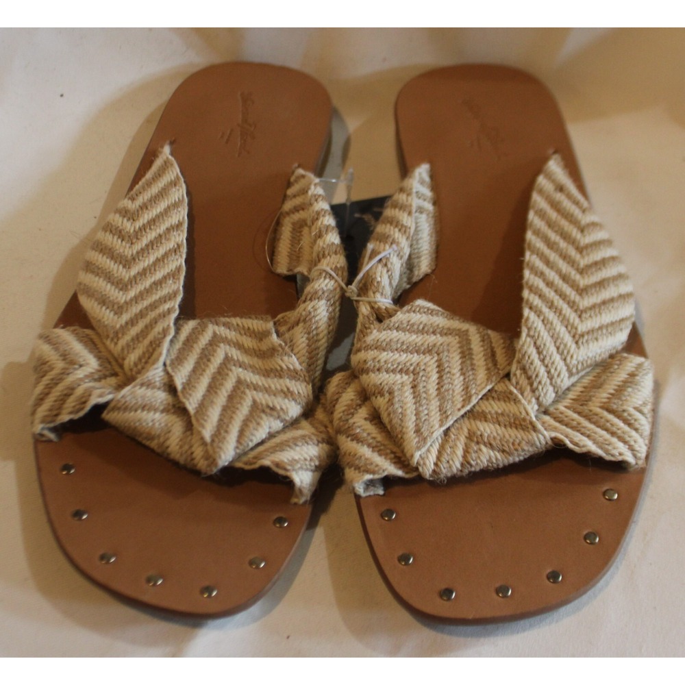 Women's Louise Chevron Print Knotted Slide Sandals - Universal Thread Tan 7.5